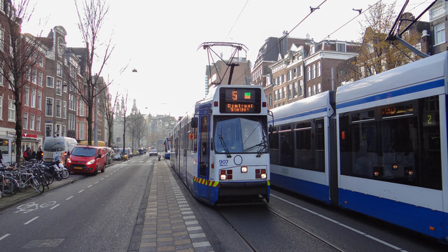 Foto van GVB 11G-tram 907 Tram door OVdoorNederland