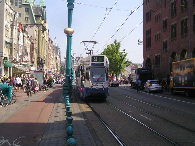 Foto van GVB 9- & 10G-tram 801 Tram door_gemaakt Perzik