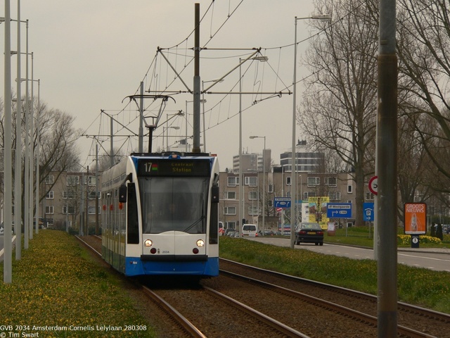 Foto van GVB Siemens Combino 2034 Tram door tsov