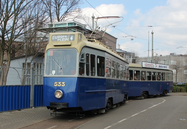 Foto van EMTA Amsterdamse drieasser 533 Tram door JaKo177