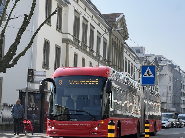 Foto van VB Hess LighTram 100 Dubbelgelede bus door_gemaakt Stadsbus
