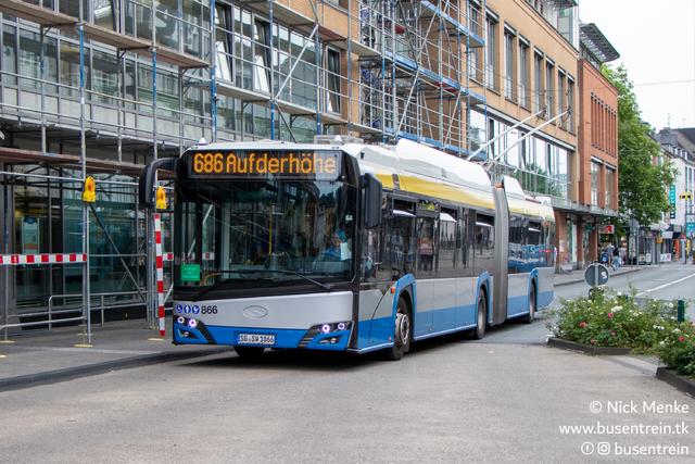 Foto van SWS Solaris Trollino 18 866 Gelede bus door Busentrein